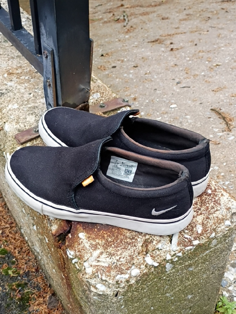 Nike Black Slip-On Canvas Loafers with White Sole